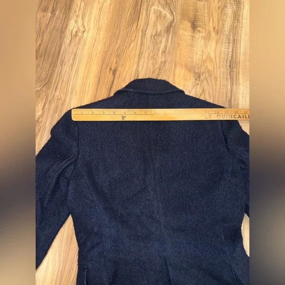 Massimo Dutti - Long Sleeve Women’s Business Casual Office Navy Blue Wool Blazer - Picture 11 of 11